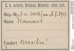 Etiketten zu Diamant (NHMW-MIN-Aa6408)
